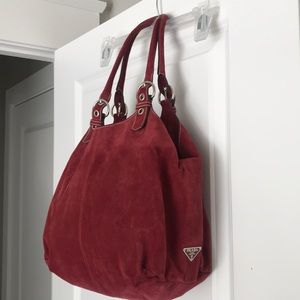 PRADA!!..Beautiful, Suede, Dark Red Prada Hobo
